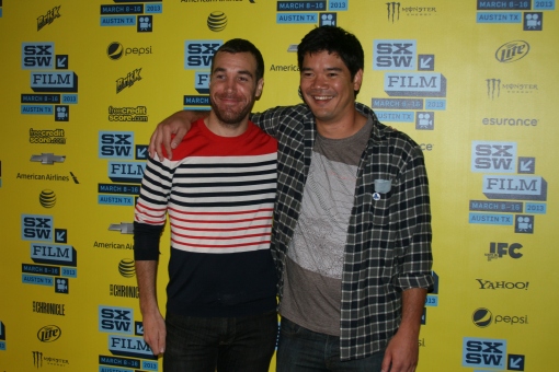 Film editor Nat Sanders (L) and Writer/Director Destin Cretton (R) at the premiere of "Short Term 12" at the Alamo Drafthouse Ritz in Austin, Texas on March 10, 2013.